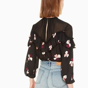 Kate Spade Dusk Buds Ruffle Top